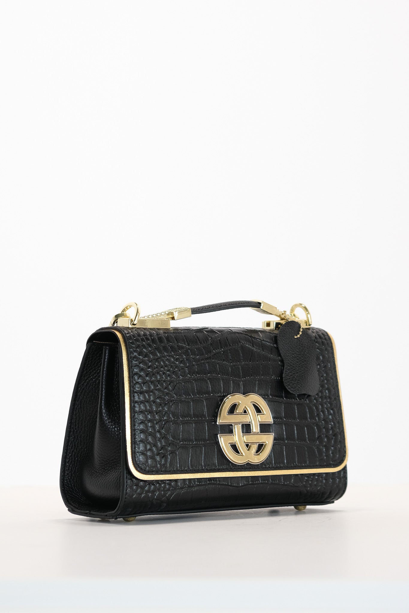 M031 / Crocodile Embossed Leather Flap Bag