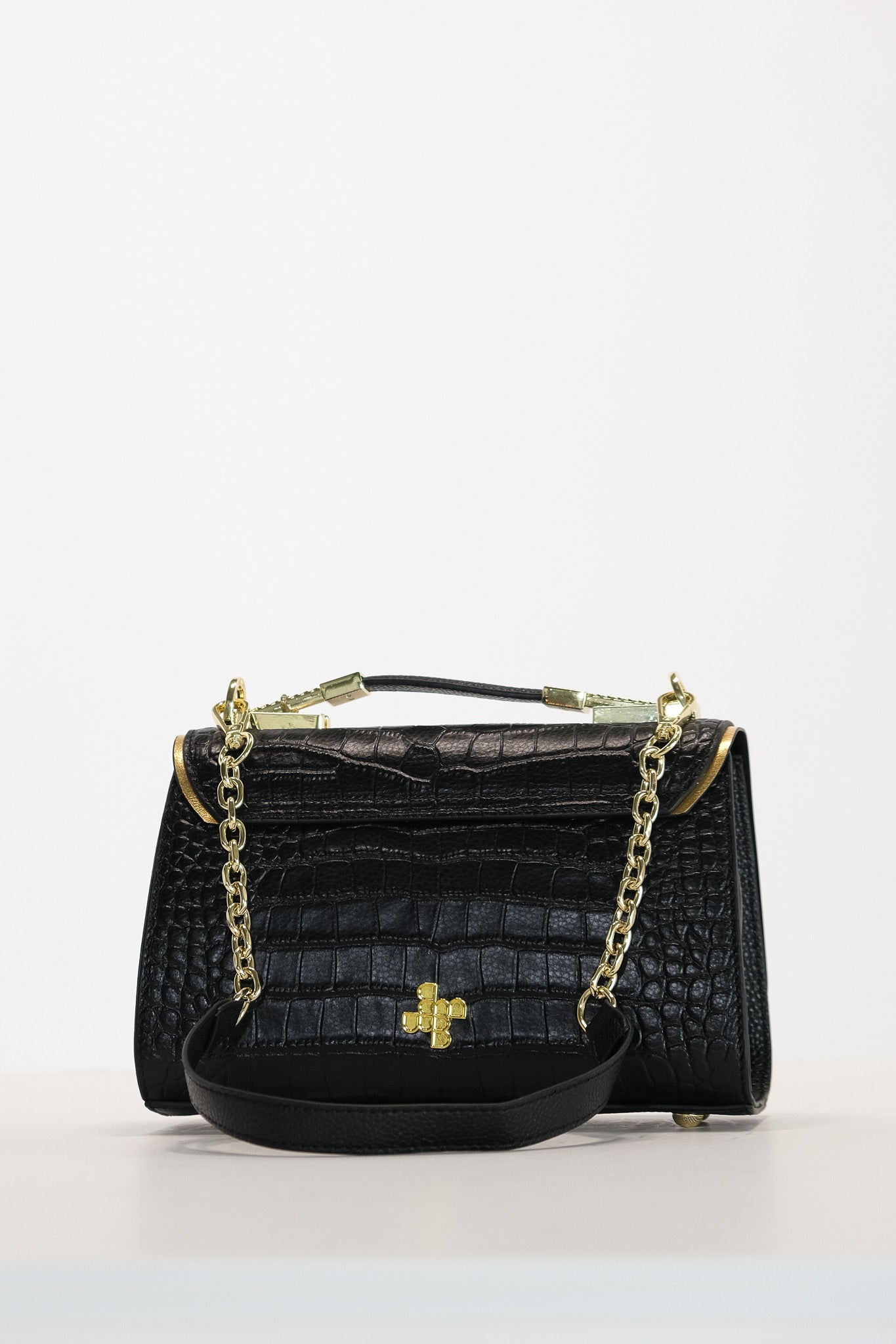M031 / Crocodile Embossed Leather Flap Bag