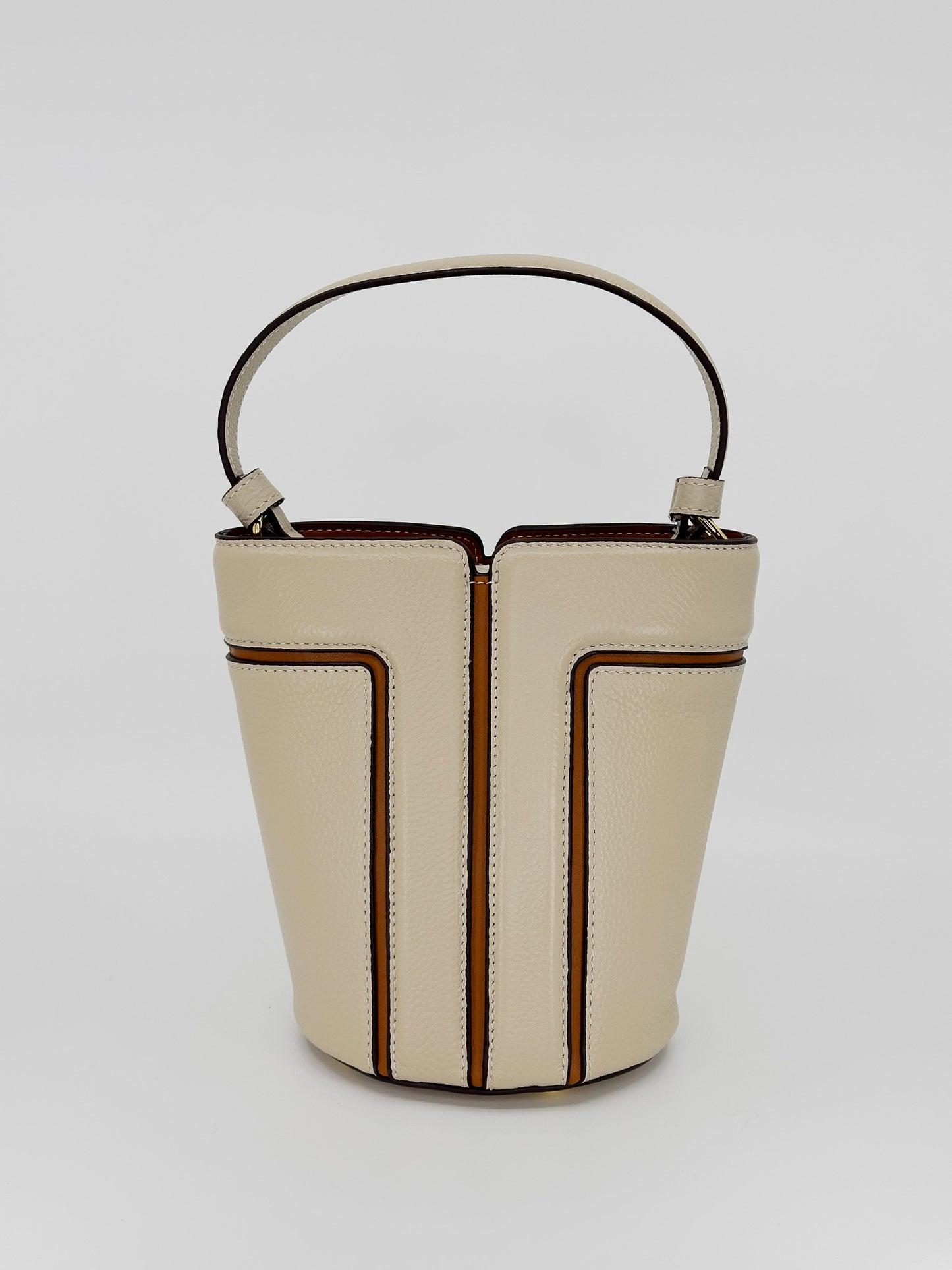 M019 / Tote in Cream with Cognac